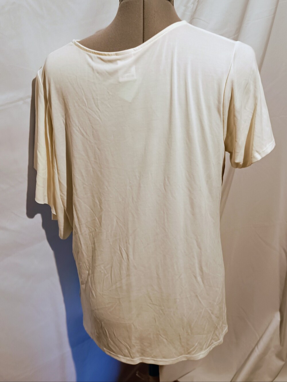 🥬Women's Asymmetrical Ruffle Top – Cream Large - Picture 4 of 12